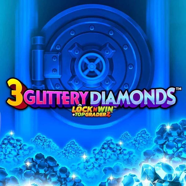 Official Slots logo: 3 Glittery Diamonds by PearFiction Studios at Stonevegas Casino